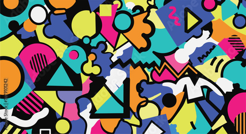 Colorful Geometric Shapes Pattern Background.