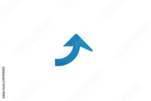 Blue upward curved arrow icon on a white background, suggesting growth and direction