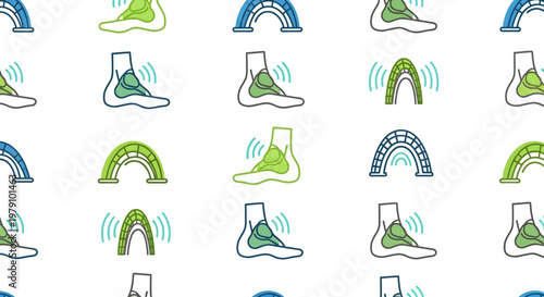 Foot Arch Support Icons: Healthy Foot Anatomy, Orthopedic Care, Wellness Design Elements