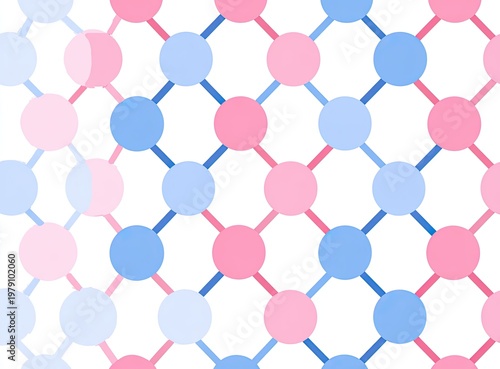 Grid of colored circles connected by lines on white; overlapping circles on the left