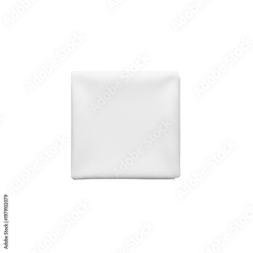 White Folded Square Napkin or Handkerchief Isolated on White Background