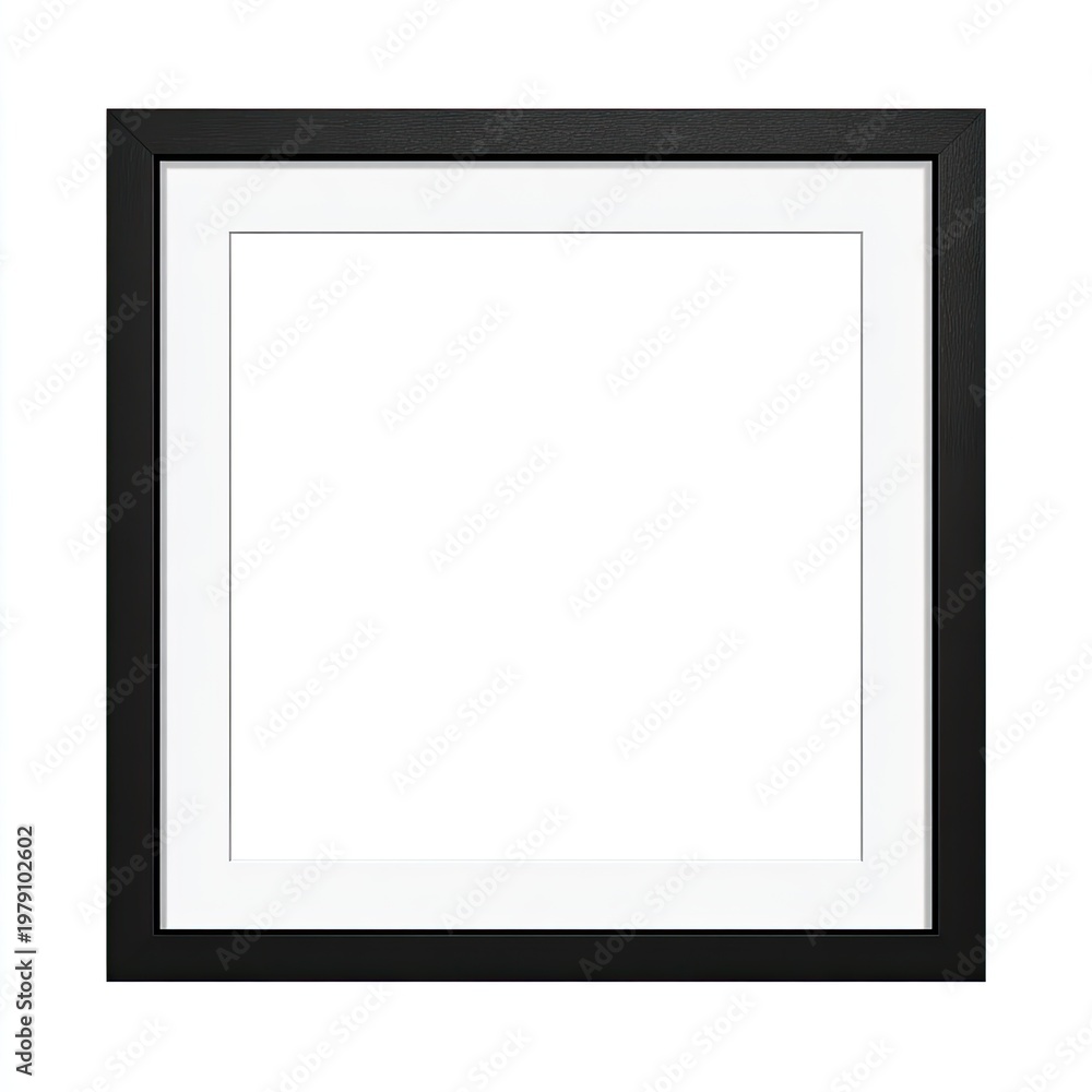 Obraz premium Square black picture frame with white matting against a white background