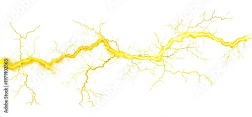 A vibrant yellow lightning bolt stretches across a clean white background, showcasing electric power