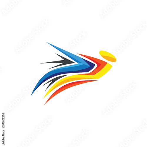 Colorful abstract dynamic motion logo symbol.