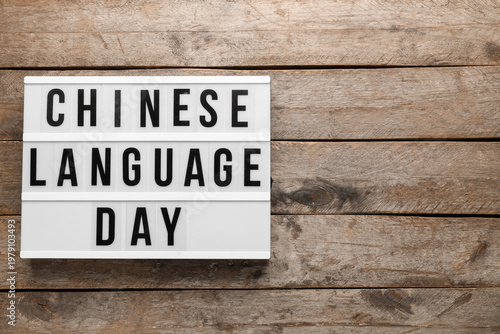 Board with text CHINESE LAN...