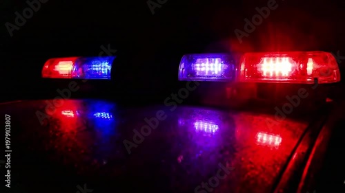 Video: Police siren against a black background, 