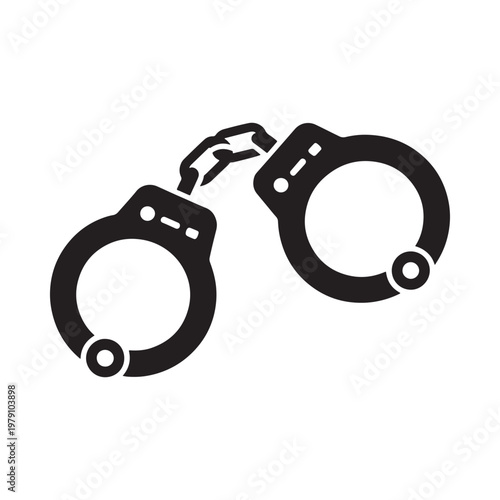 Black silhouette of handcuffs a symbol of restraint and law enforcement