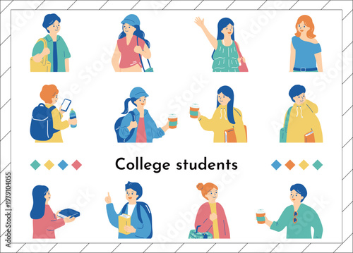 大学生イラストセット