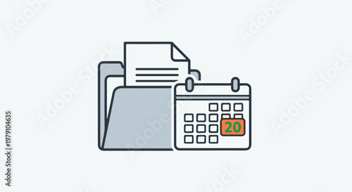 Simple illustration of a calendar and document files, symbolizing organization and scheduling