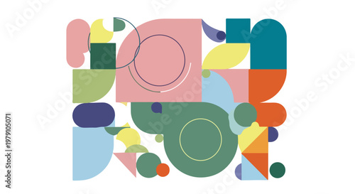 Colorful Abstract Geometric Shapes Composition.