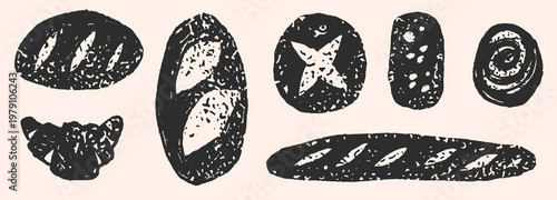 Loaf of Bread, Bread Bakery, Bakery Logo, Bakery, bakery shop, Bread, hand drawn bread, sourdough, baguette, white bread, challah, boule, pastry in SVG Vector