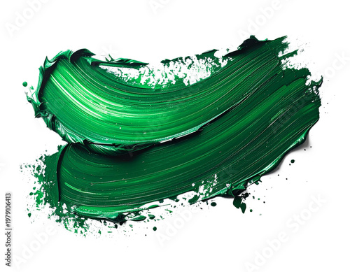 Double emerald green paint strokes on black