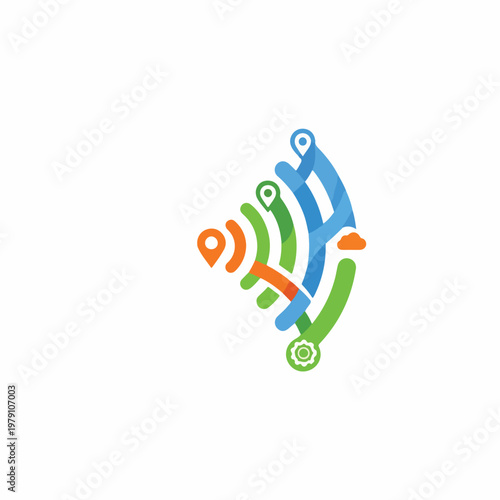 Colorful Abstract Leaf Shape Logo Design.