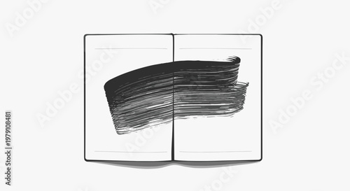 Black makeup brush on white background.