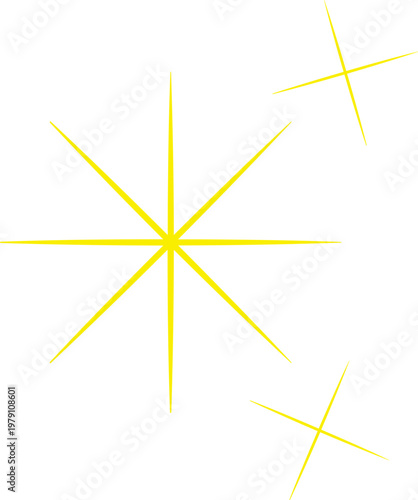 심플하고 상큼한 노란색 반짝이 스파클 효과 2D 플랫 벡터 일러스트