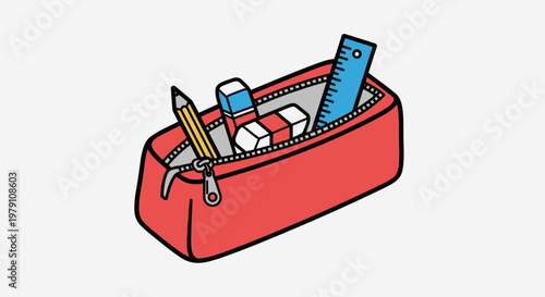 Colorful pencil case with stationery 1.