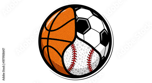 Sports Balls Combination Basketball Soccer Baseball.