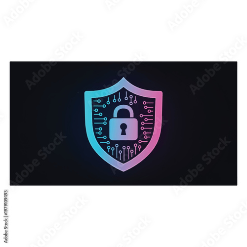 Advanced cybersecurity shield protecting networks, detecting threats, preventing breaches, ensuring data integrity
