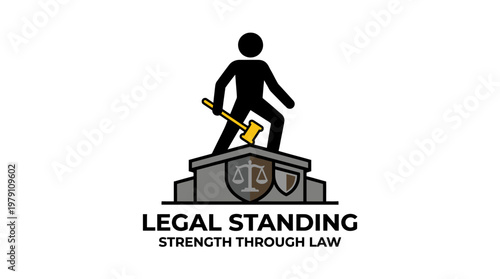Legal Standing Man on Courthouse with Gavel
