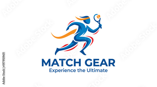 Dynamic Tennis Player Logo for Match Gear Brand