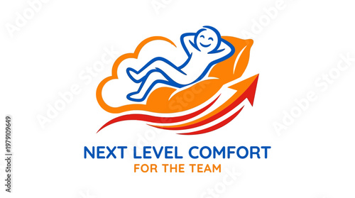 Next Level Comfort Logo with Friendly Figure and Arrow
