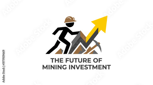Mining Investment Future Logo with Miner and Growth Arrow
