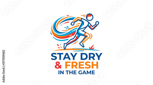 Runner Logo Stay Dry and Fresh Sports Concept