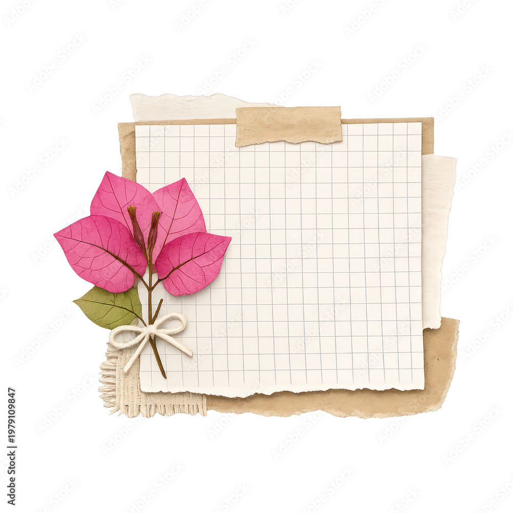 Fototapeta premium PNG Vintage floral paper collage