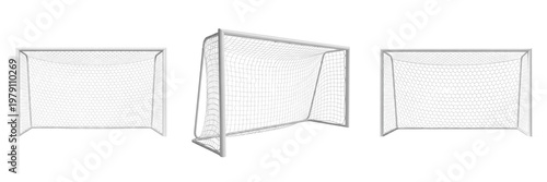 Photos Goal Net isolated on white background, Soccer Goal, Filet de But, Red de Portería, Football Netting, Sports Equipment, Professional Stadium Net