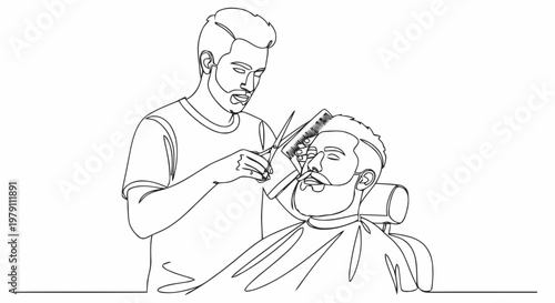 the barber is shaving hair