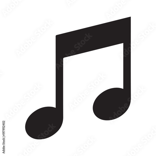 Minimal Black Musical Note Icon on White Background
