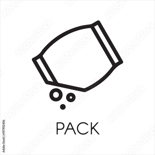 Linear icon of grocery bag with abstract bulk ingredient. Culinary concept. Vector outline logo on a gray background