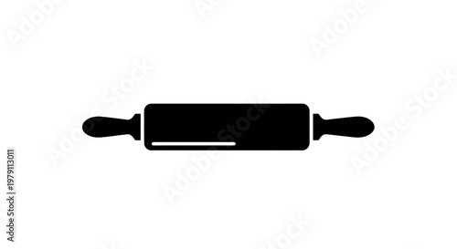 Black Rolling Pin on White Background.