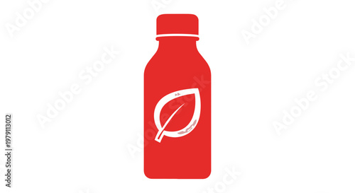 Red Reusable Water Bottle with Leaf Logo.