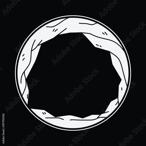 Hand Drawn Abstract Circular Cave Entrance Frame Vector Element