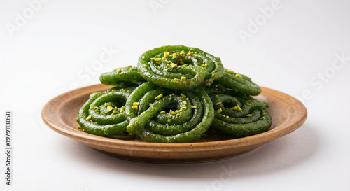 Brown coconut with stem on white background