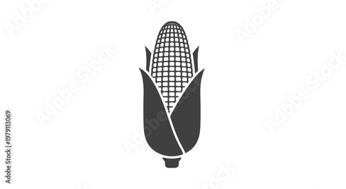 Black and White Corn Illustration.