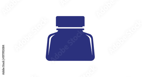 Blue Ink Bottle Icon Simple Design.