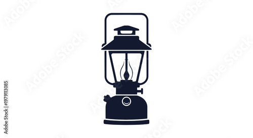 Vintage Lantern with Flame Illustration.