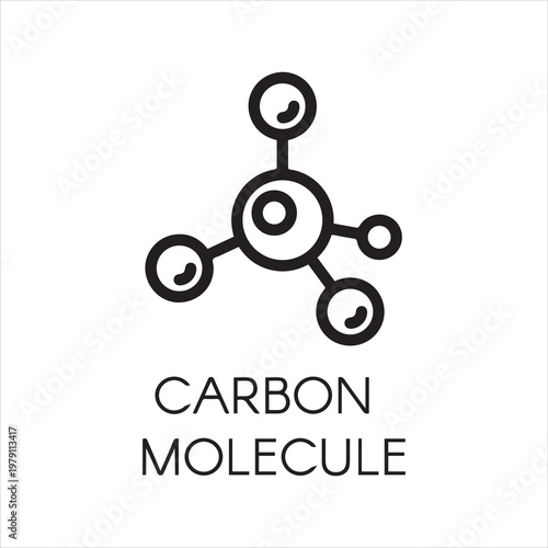 Abstract linear icon of carbon molecule. Chemical structure simplicity outline logo. Vector illustration for scientific, chemistry, physical, educational and other projects