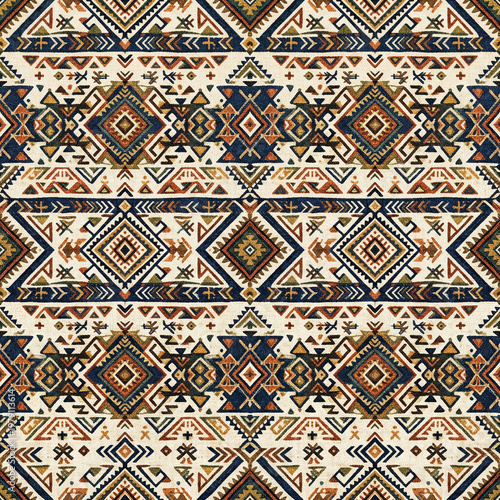 Geometric aztec pattern design with triangles and lines