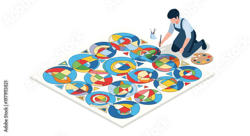 Man playing large colorful board game.