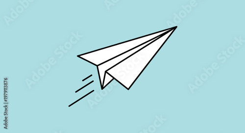 Paper airplane in motion flying.