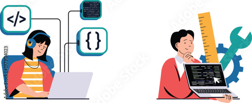 Developer analyzing code on a dual-screen setup for efficient debugging
