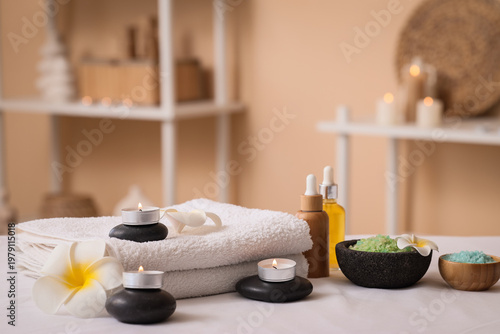 Towels with candles, spa st...