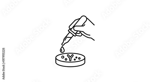 Hand holding pipette dropping liquid onto petri dish with cell culture