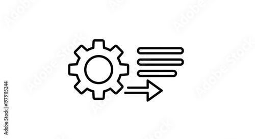 Gear with Arrow and List Icon: Process, Workflow, and Automation Concept