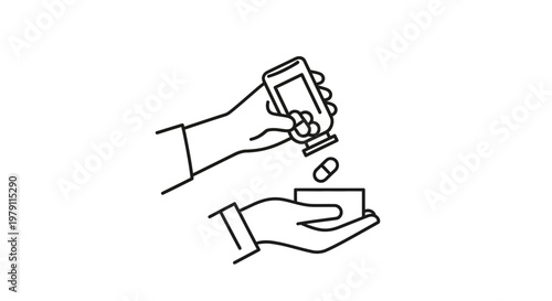 Hand pouring pills from bottle into palm, medical concept, healthcare, medication, treatment