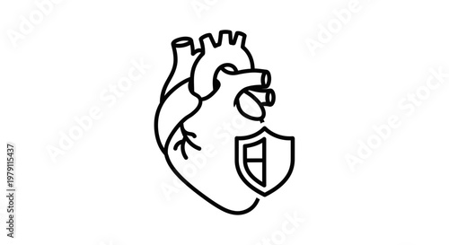 Heart Health Protection Shield Icon Vector Illustration
