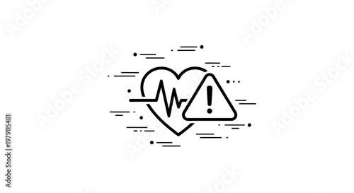 Heartbeat Warning Sign: Health Risk Alert, Medical Emergency Icon